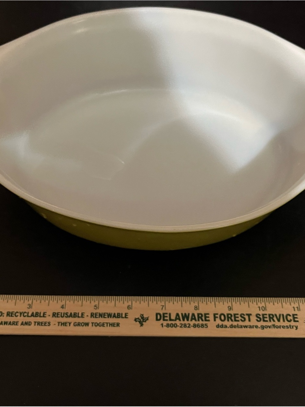 Pyrex White Interior with Olive Green Exterior Serving Bowl-New